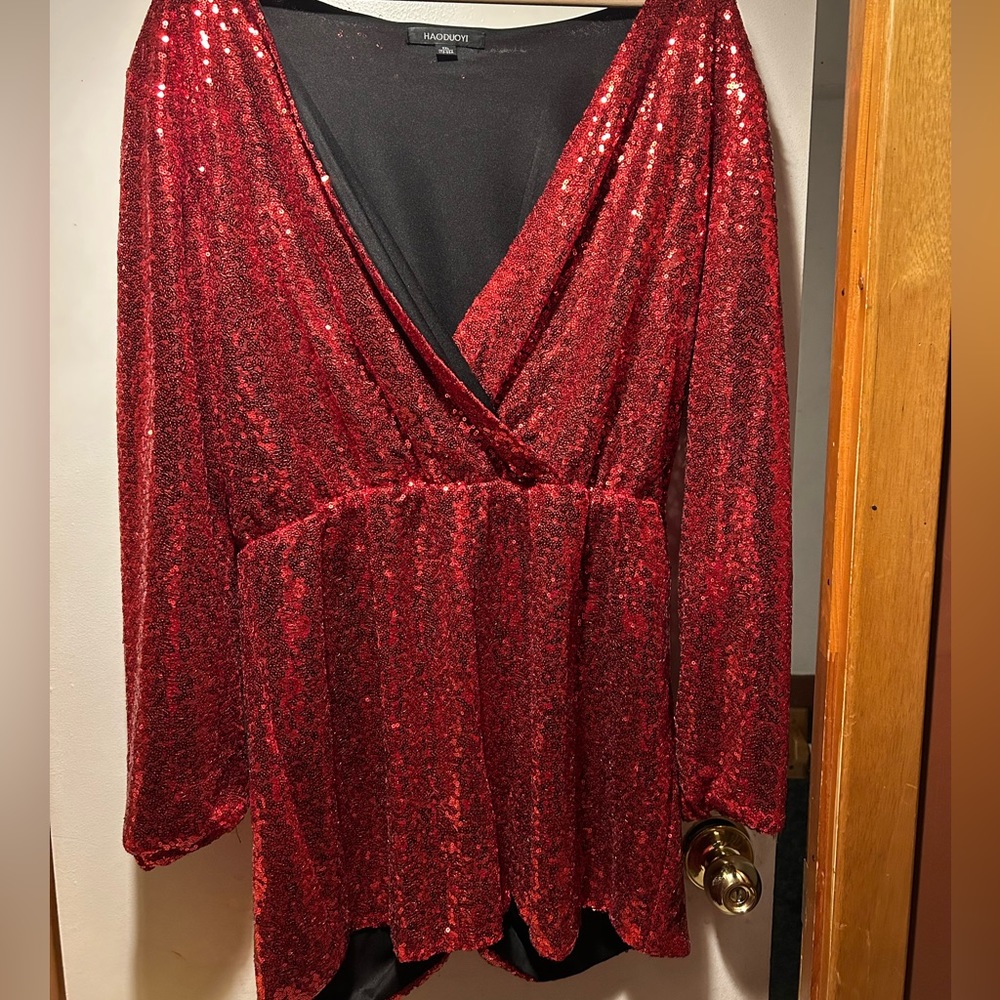 Red sequins romper